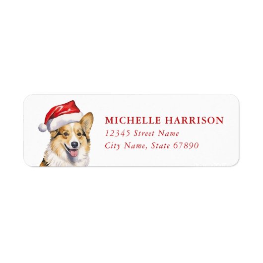 Kerstmis Corgi Hond Retouradreslabels Etiket (Voorkant)