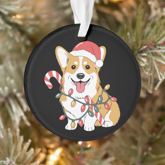 Kerstmis Corgi Hond Sinterklaas Hoed Lichten Suike Ornament (Boom)
