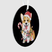 Kerstmis Corgi Hond Sinterklaas Hoed Lichten Suike Ornament (voorkant)