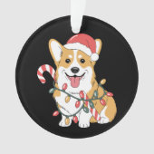 Kerstmis Corgi Hond Sinterklaas Hoed Lichten Suike Ornament (voorkant)