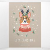 Kerstmis Corgi Kersttrui Drieluik Wenskaart (Binnenkant midden)