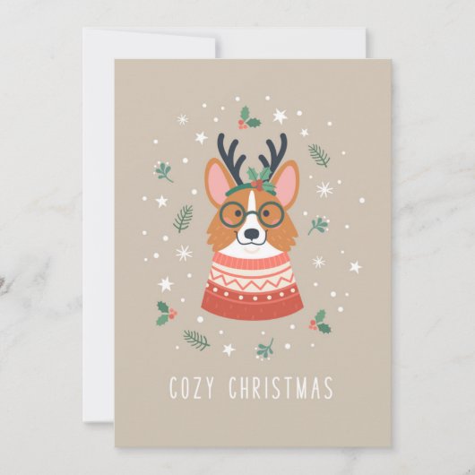 Kerstmis Corgi Knapperd Feestdagenkaart (Voorkant)