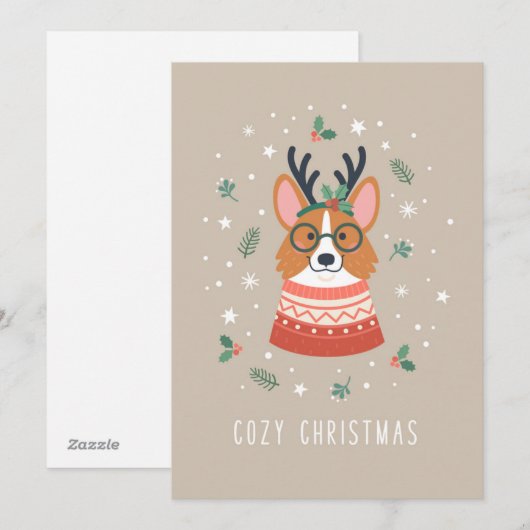 Kerstmis Corgi Knapperd Feestdagenkaart (Voorkant / Achterkant)