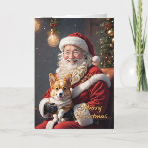 Kerstmis Corgi met Kerstman Feestdagen Kaart