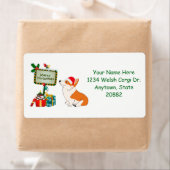 Kerstmis Corgi met teken Etiket (Insitu)