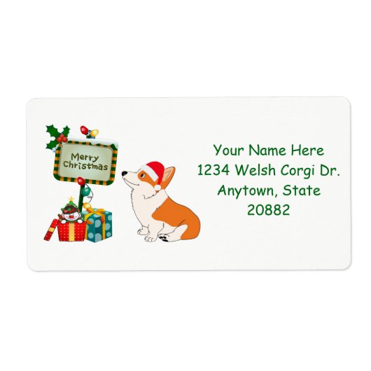 Kerstmis Corgi met teken Etiket (Voorkant)