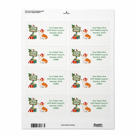 Kerstmis Corgi met teken Etiket (Full Sheet)