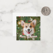 Kerstmis Corgi Notitiekaartje (Voorkant / Achterkant in situ)