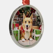 Kerstmis - Corgi - Pancake Metalen Ornament (Rechts)