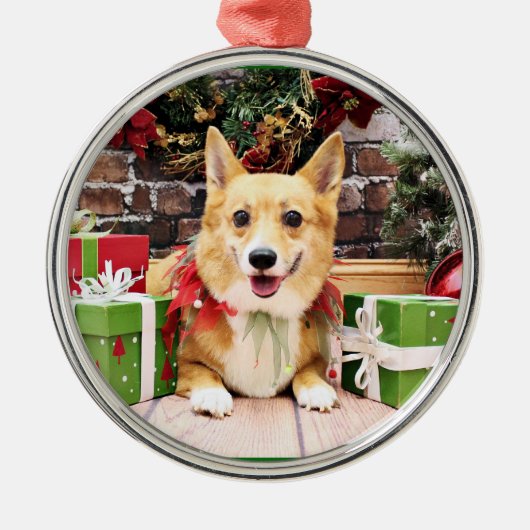 Kerstmis - Corgi - Pancake Metalen Ornament (Voorkant)