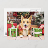 Kerstmis - Corgi - Pannekoek Feestdagenkaart (Voorkant / Achterkant)