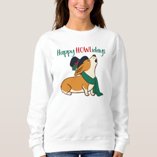 Kerstmis Corgi Singing Sweatshirt (Voorkant)