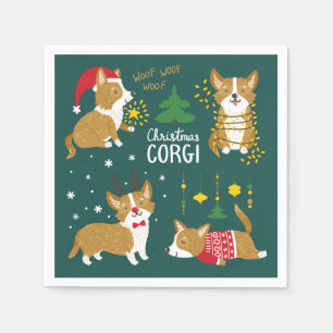Kerstmis Corgi   Wof Wof Wof Servet