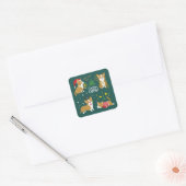 Kerstmis Corgi | Wof Wof Wof Vierkante Sticker (Envelop)