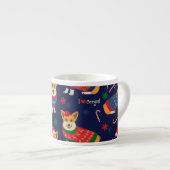 Kerstmis Corgis: feestelijke  illustratie. Espresso Kop (Voorkant rechts)