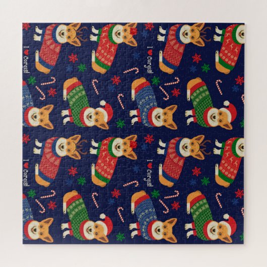 Kerstmis Corgis: feestelijke illustratie. Legpuzzel (Horizontaal)