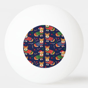 Kerstmis Corgis: feestelijke  illustratie. Pingpongbal