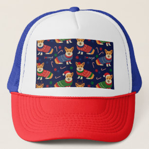 Kerstmis Corgis: feestelijke illustratie. Trucker Pet