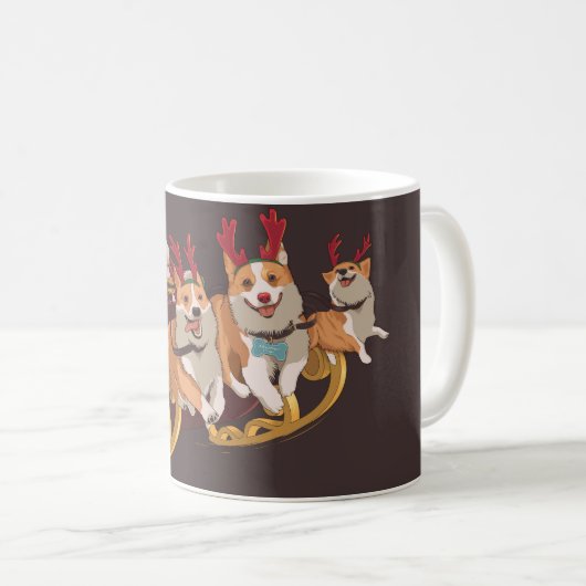 Kerstmis corgis koffiemok (Voorkant rechts)