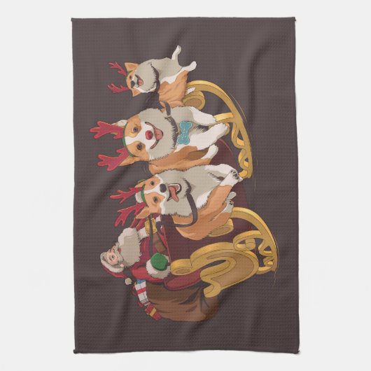 Kerstmis corgis theedoek (Verticaal)