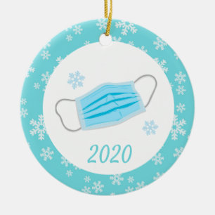 Kerstmis Coronavirus Mondkapje Covid 2020 Keramisch Ornament