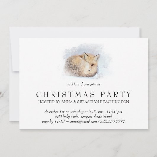 *~* Kerstmis Corporate Personal Fox Ap18 Snowy Kaart (Achterkant)