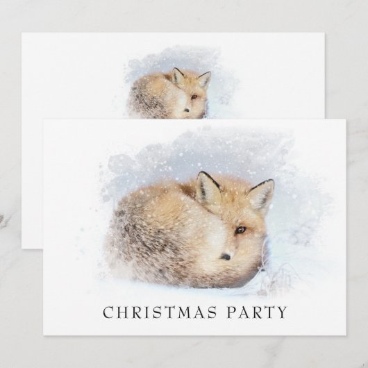 *~* Kerstmis Corporate Personal Fox Ap18 Snowy Kaart (Voorkant / Achterkant)
