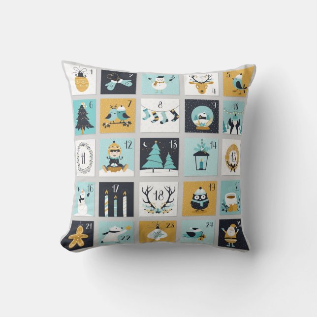 Kerstmis Countdown schattige kerstsymbolen Kussen (Voorkant)