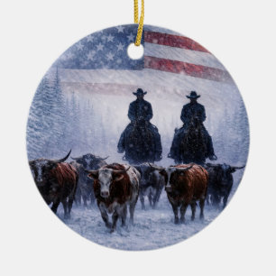Kerstmis Country Western Cowboy Vee Keramisch Ornament