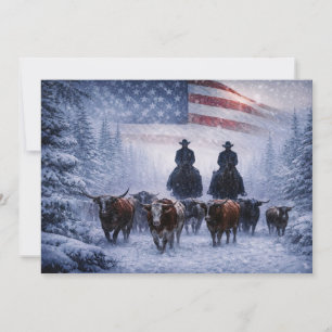Kerstmis Country Western Cowboy Vee Rund Kaart