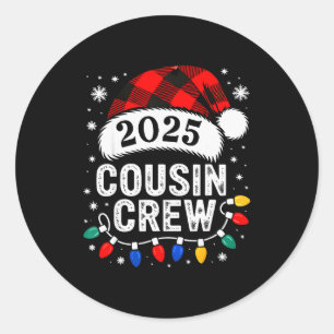 Kerstmis Cousin Crew 2025 Kerstman Kinderen Famili Ronde Sticker