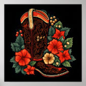 Kerstmis cowboy boot vakantie poster (Voorkant)