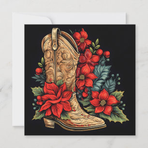 Kerstmis cowboy boot vakantie wenskaart feestdagenkaart