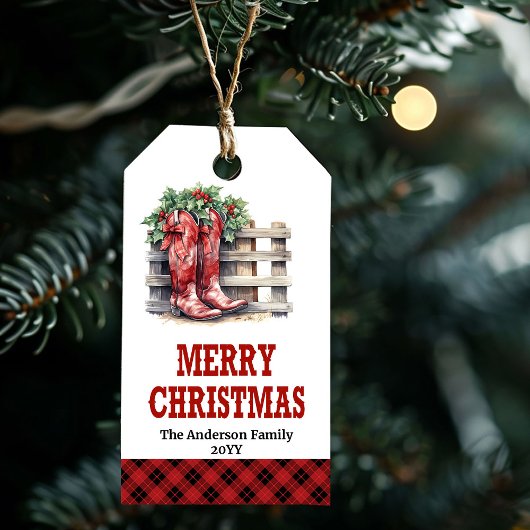 Kerstmis cowboy cadeautagontwerp met Yuletide Yeeh Cadeaulabel