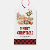 Kerstmis cowboylaarzen cadeautag met eigen naam cadeaulabel (Voorkant)