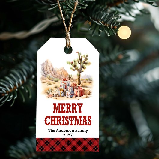Kerstmis cowboylaarzen cadeautag met eigen naam cadeaulabel