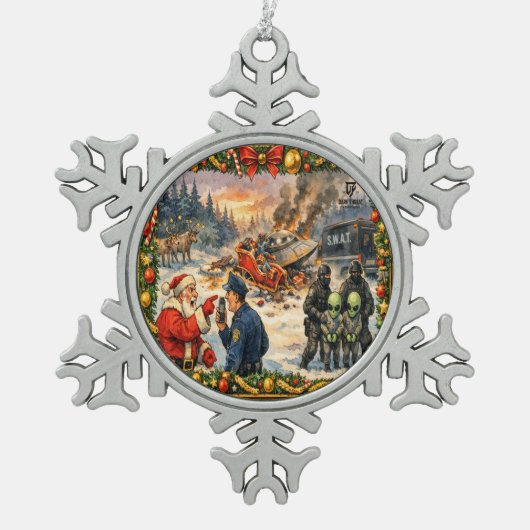 Kerstmis Crash Sneeuwvlok Ornament (Voorkant)