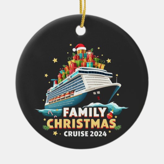Kerstmis Cruise 2024 Familie Matchende Outfit Keramisch Ornament (Voorkant)