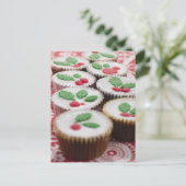 Kerstmis cupcakes feestdagenkaart (Staand voorkant)