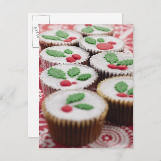 Kerstmis cupcakes feestdagenkaart (Voorkant / Achterkant)
