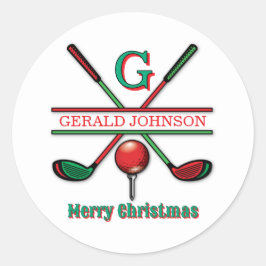 Kerstmis Custom Golf Vakantie Ontwerp Ronde Sticker