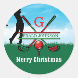 Kerstmis Custom Golf Vakantie Ontwerp Ronde Sticker