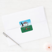 Kerstmis Custom Golf Vakantie Ontwerp Vierkante Sticker (Envelop)