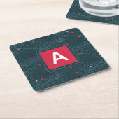 Kerstmis Custom Monogram Rood Groen Vakantie Kartonnen Onderzetters (Schuin)