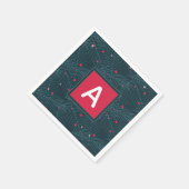 Kerstmis Custom Monogram Rood Groen Vakantie Servet (Hoek)