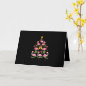 Kerstmis - Cute Flamingo Kerstboom Kaart (Gele Bloem)