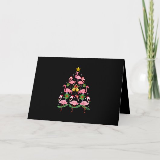 Kerstmis - Cute Flamingo Kerstboom Kaart (Voorkant)