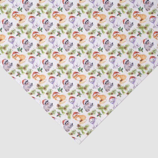 Kerstmis | Cute Forest Animals Patroon Tissuepapier (Detail)