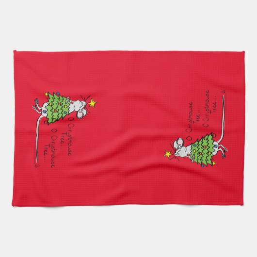 Kerstmis Cute Funny Holiday Theedoek (Horizontaal)