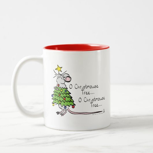 Kerstmis Cute Funny Holiday Tweekleurige Koffiemok (Links)